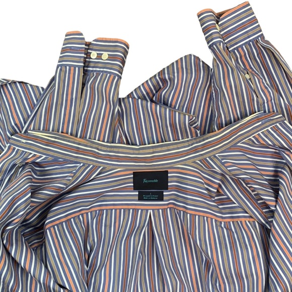 Faconnable Men’s Dress Shirt Striped Size L Button Down Front Pocket Cot… - Picture 8 of 12